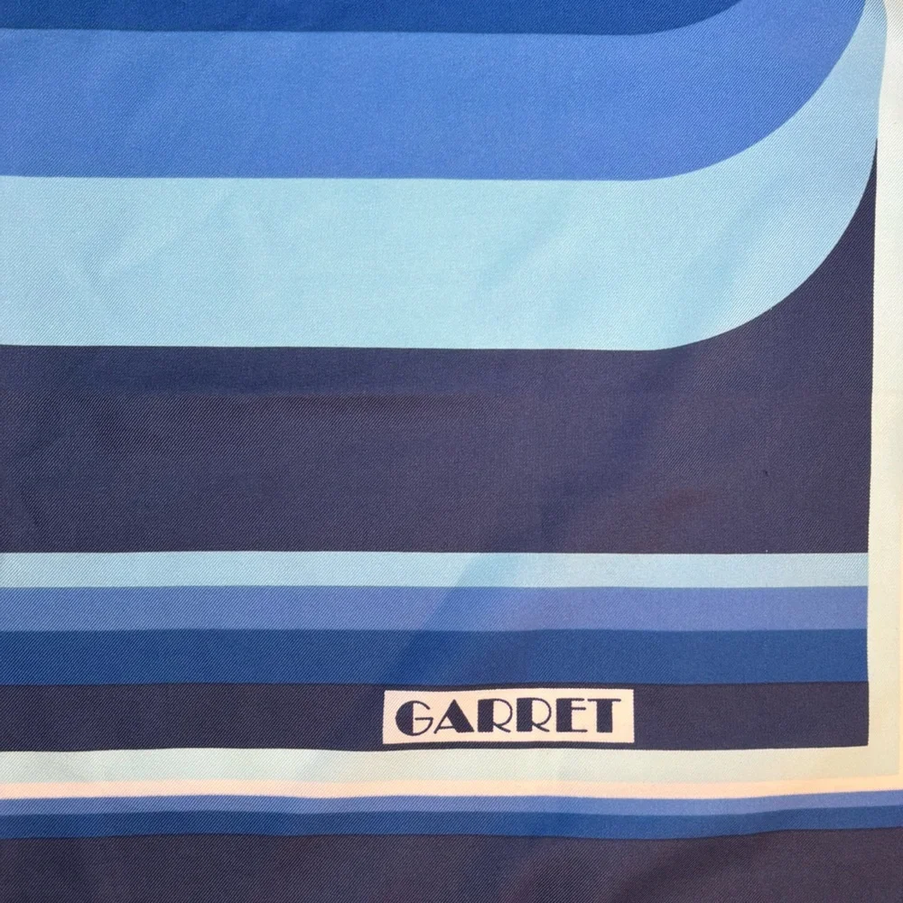 vintage Garret square scarf with mod blue lines